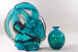 A large Mdina glass 'swirl' sculpture, engraved Mdina Glass 1974 and a signature to base, 30cm high,