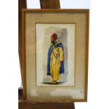 Middle Eastern School, Study of a Gentleman with a Janbiya, watercolour, signed lower right.