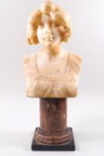 A late 19th century Italian marble bust of a girl, signed indistinctly,