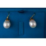 A 9ct and silver gilt pair of drop earrings.