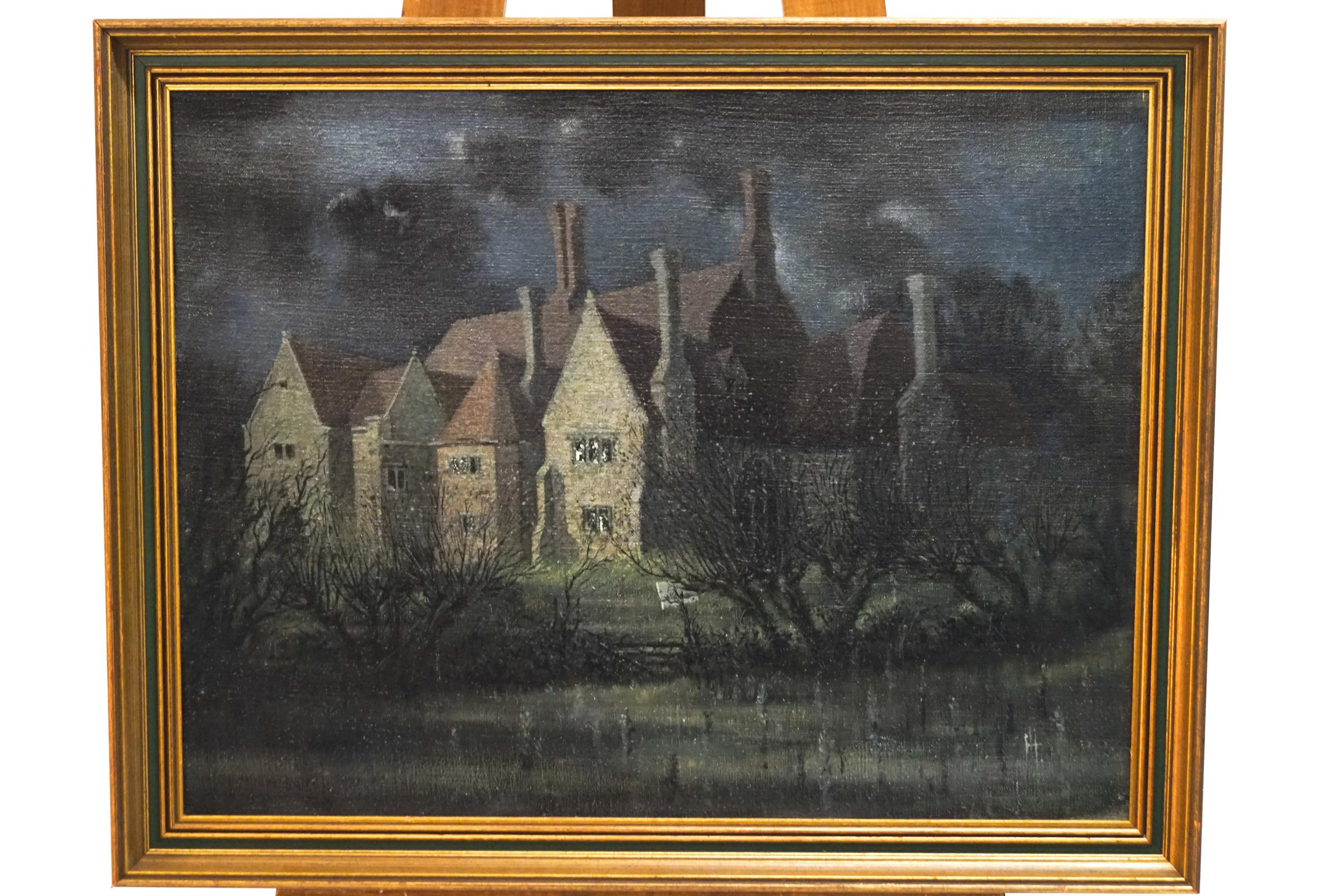 Laurence Irving, The dark house, acrylic on board.