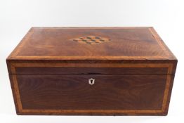 A 19th century mahogany writing slope inlaid with a parquetry panel to the hinged cover, 16cm high,