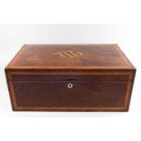 A 19th century mahogany writing slope inlaid with a parquetry panel to the hinged cover, 16cm high,