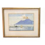 Laurence Irving, Vesuvius from the water, watercolour.