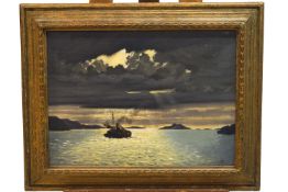 Laurence Irving, Summer Isles from Villapool, oil on board, signed and dated 48 lower right.