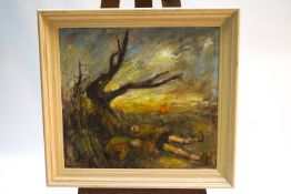 Ron Olley, Under the Tree, oil on canvas, signed lower left,