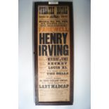 A Theatre Royal poster for the Farewell of Sir Henry Irving.