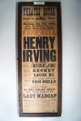 A Theatre Royal poster for the Farewell of Sir Henry Irving.