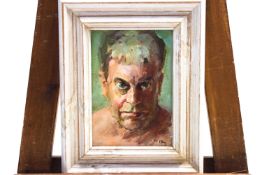 Ron Olley, Self portrait of the artist in old age, oil on canvas, signed lower right,