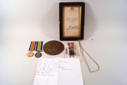WWI interest : A Death plaque penny, a Victory medal and George V medal, named to Pte A Mellish LN.