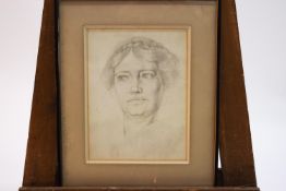 Late 19th century, portrait of Laurence Irving's first wife, pencil.
