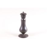 A 19th century pewter pounce pot, of baluster form,