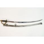 A replica American cavalry sword, stamped U S ADK 1862,