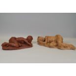 Ron Olley, A terracotta figure of reclining female nude,