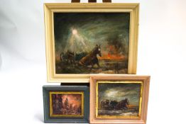 Ron Olley, Horses shot, oil on canvas, signed lower left,