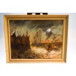 Ron Olley, Hellfire Corner, oil on board, signed lower left,