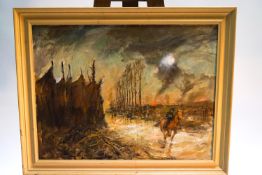Ron Olley, Hellfire Corner, oil on board, signed lower left,