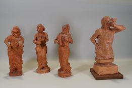 Ron Olley, Three terracotta figures of buskers :