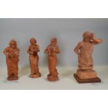 Ron Olley, Three terracotta figures of buskers :