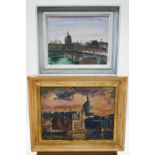 Ron Olley, A Paris river scene, oil on panel, signed lower left, 27cm x 34cm,