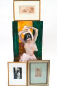 Ron Olley, A female dressing, semi-nude, oil on board, signed lower left, 72cm x 48cm, (unframed),
