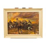 Ron Olley, The Field Gun, oil on canvas, signed lower right.