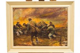 Ron Olley, The Field Gun, oil on canvas, signed lower right.