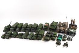 A collection of Dinky military vehicles, including tanks,