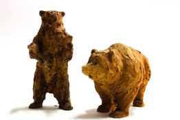 Ron Olley, two stoneware figures of bears,