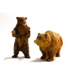 Ron Olley, two stoneware figures of bears,