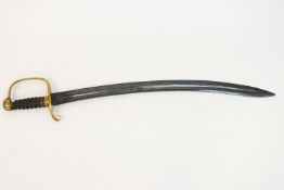 A Wilkinson sword bladed sword with wooden grip and brass guard