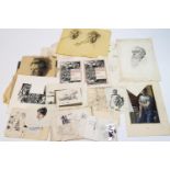 Eighty three sketches by Laurence Irving, all unframed, pencil, charcoal, pastel, pen and ink.