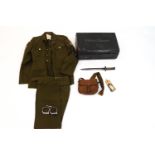 A WWII Army Medical Corps part uniform and related items, having belonged to Brigadier E A Barrett,