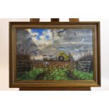 Laurence Irving, Ploughing the field, acrylic on board, signed with monogram lower right.