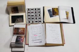 A box of reprographics of Olley's works, photographs, slides etc,