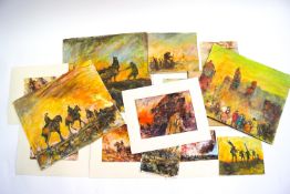 Ron Olley, Five plastic folios of various war scenes,