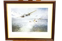After Edmund Miller, Shipping attack by Mosquitos from the Banff Strike Wing, coloured print.