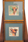 Harriet Buxton, Camels, watercolour on silk, signed and dated 2006, a pair.