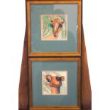 Harriet Buxton, Camels, watercolour on silk, signed and dated 2006, a pair.