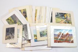 B J Green, landscapes, seascapes etc, A collection of mounted watercolours, signed and some titled.