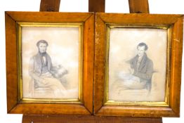 Wageman, Portraits of Charles and Edward Greene of Farnborough, pencil, apparently signed, a pair.