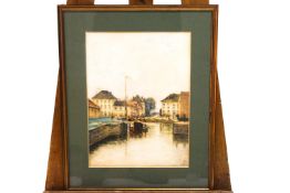 Arthur G Bell, The Canal, watercolour, signed lower right.