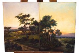Jack Ducker, landscapes, oil on board, one signed lower left, a pair.
