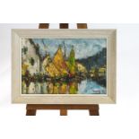 George R Deakins (1911-1982), Harbour Scene, oil on board, signed and dated 73 lower right,