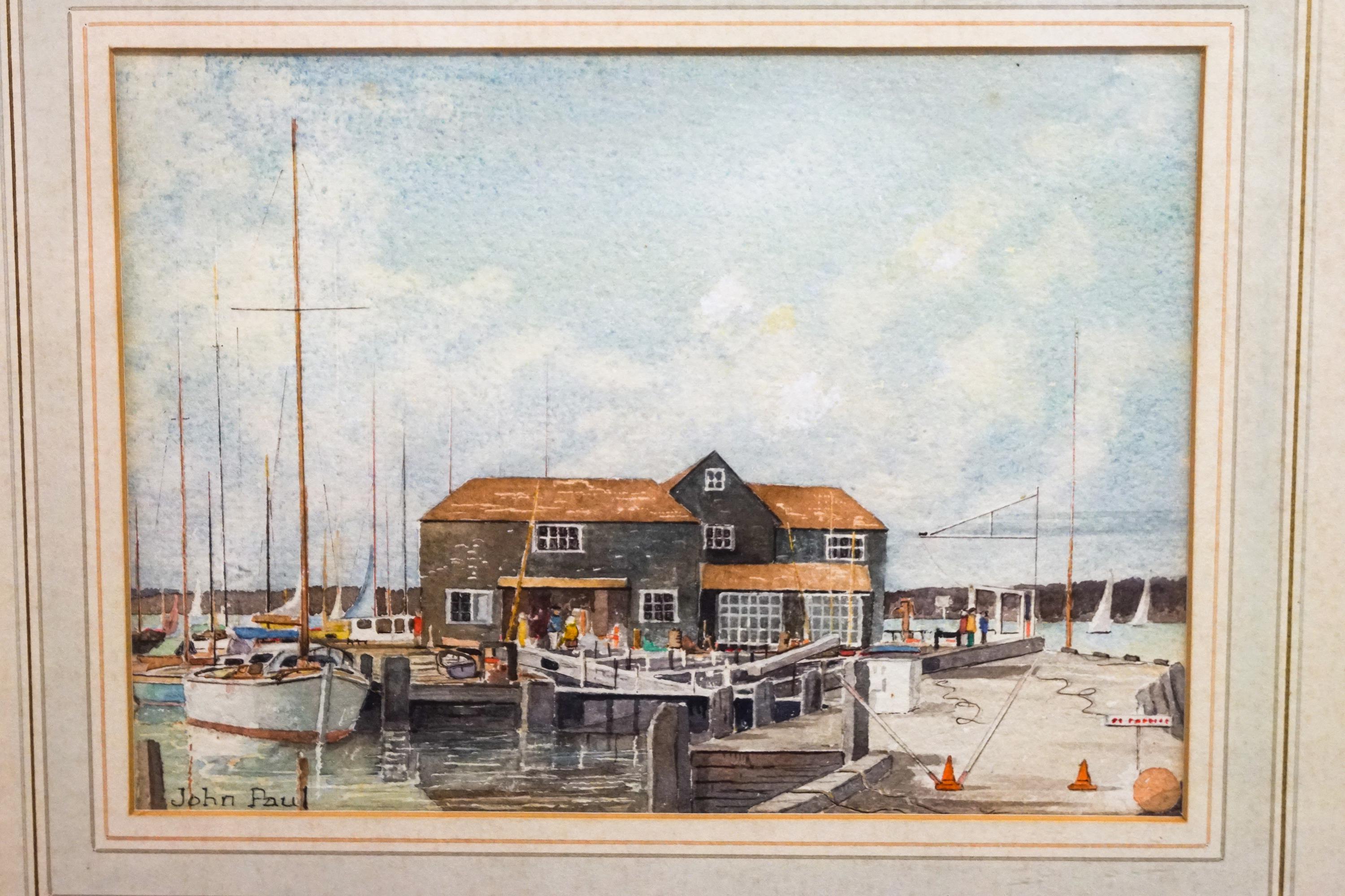 John Paul, The Quay, watercolour and etching together with another print, 17cm x 24cm. - Image 2 of 4