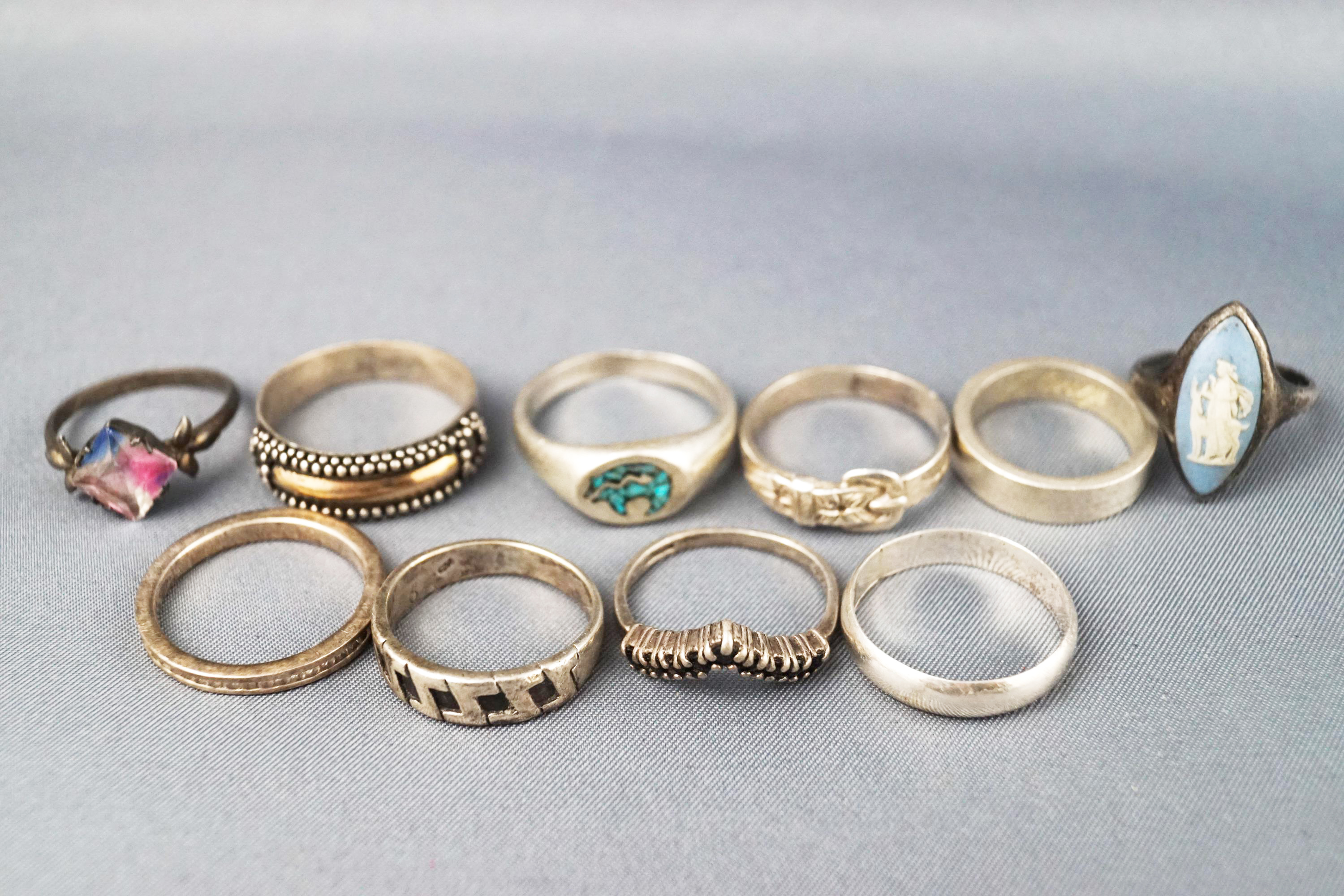 A selection of ten sterling silver dress rings; Size range: L to R - Image 2 of 2