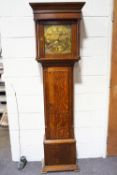 An oak cased long case clock with brass spandrelled chapter dial, signed John Steel,