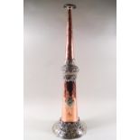 A copper and white metal Tibetan temple horn, of large proportions,