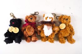 Four Charlie bears, 'Bag Buddy Bibi' 11cm high, 'Bag Buddy Fin' 13cm high, 'Bag Buddy Lou',