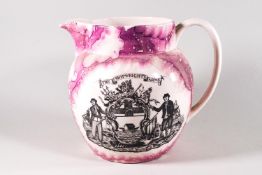 A Sunderland lustre pottery jug, printed in black with 'The Shipwrights Arms',